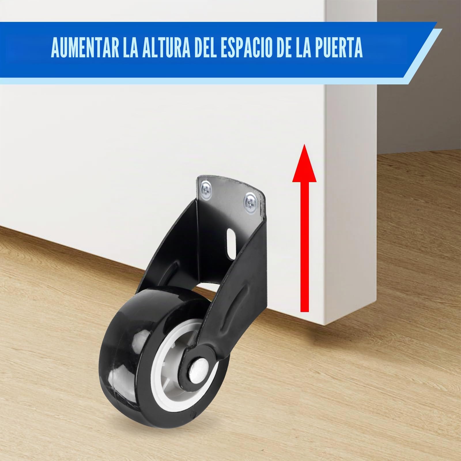 4 piezas de rueda para puerta, ruedas de puerta de carga pesada para soporte de piso de puerta anti-caída, rueda de soporte antideslizante ajustable, ruedas montadas lateralmente, con 12