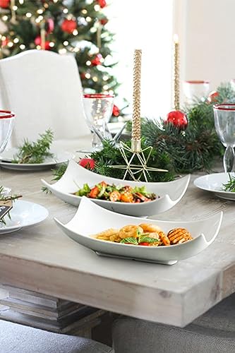 Miniatura 3 de LAUCHUH Plato decorativo para servir, platos blancos para servir, centro de mesa, cuenco profundo para servir platos y platos de 12 pulgadas, juego