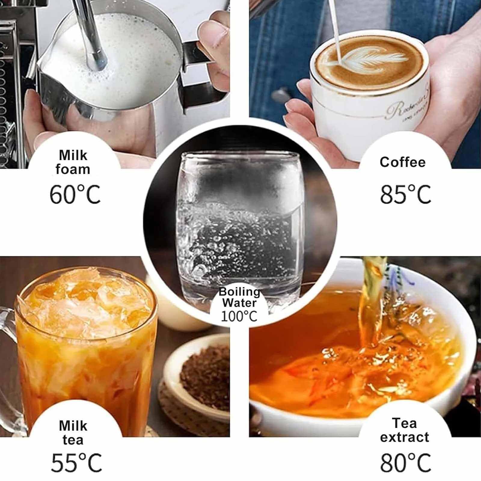 Espumador Leche Y Calentador Bebidas Comercial, Máquina Automática Agua Hirviendo A Vapor 12 litros con Panel De Visualización Led, Función De Temporizador, Acero Inoxidable