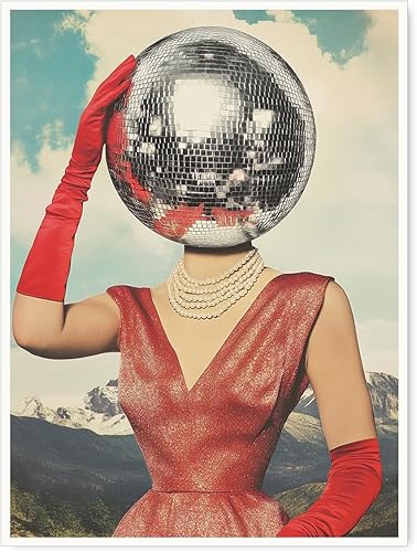 Póster de cabeza de bola de disco Funky 70, arte de pared retro de los años 70, impresión vintage genial para apartamento o dormitorio, decoración