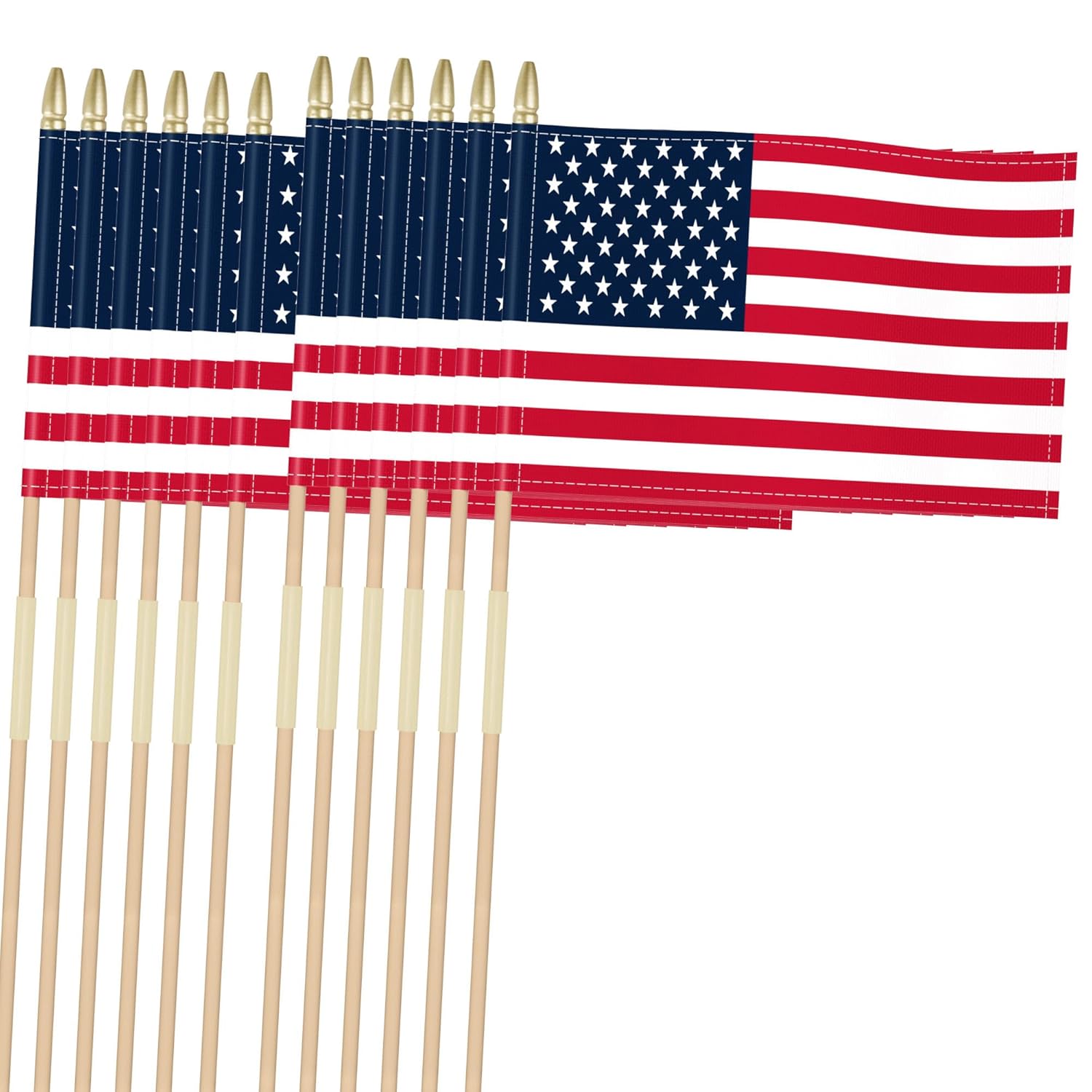 KimSouthD 12パック 12x18インチ 17インチ アメリカ手持ち フラッグ - 300Dオックスフォード布、ロールエッジ