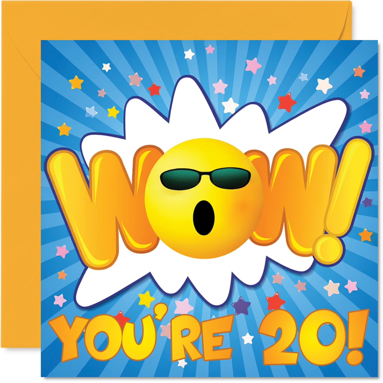 20th Birthday Cards for Men Women - WOW - Happy Birthday Card for 20 Year Old Man Woman Cousin Sister Uncle Daughter, 145mm Bday Greeting Cards