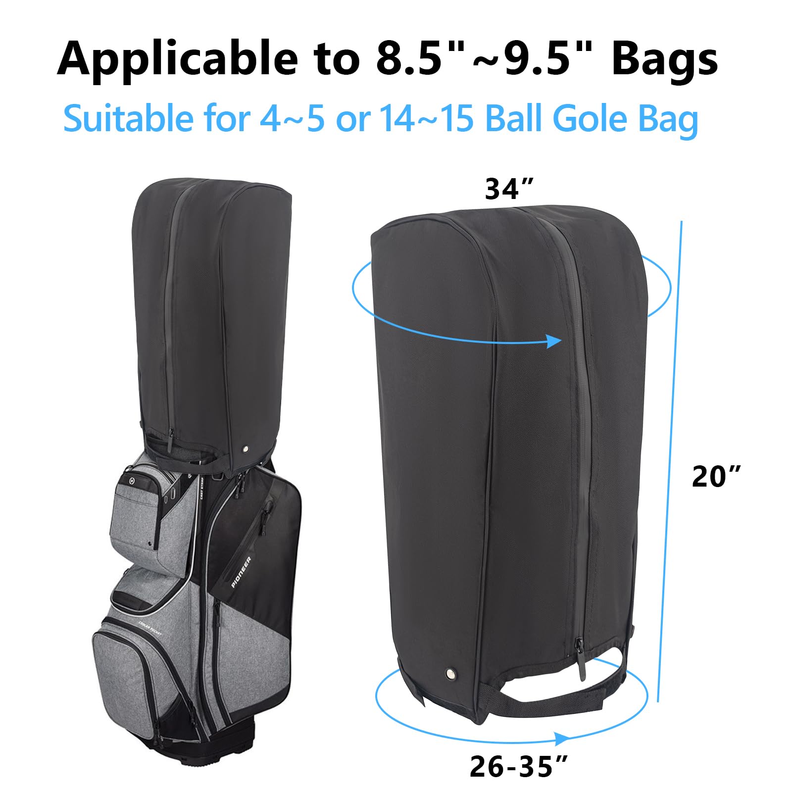 Golf Bag Cover Rain ?Hood Waterproof,Golf Bag Rain Cover,Rain Cover for Golf Bag fit Almost All Tour Bags Golf Bags or Carry Cart for Mens Women Golfer,Heavy Duty Club Bags Raincoat for Golfer.