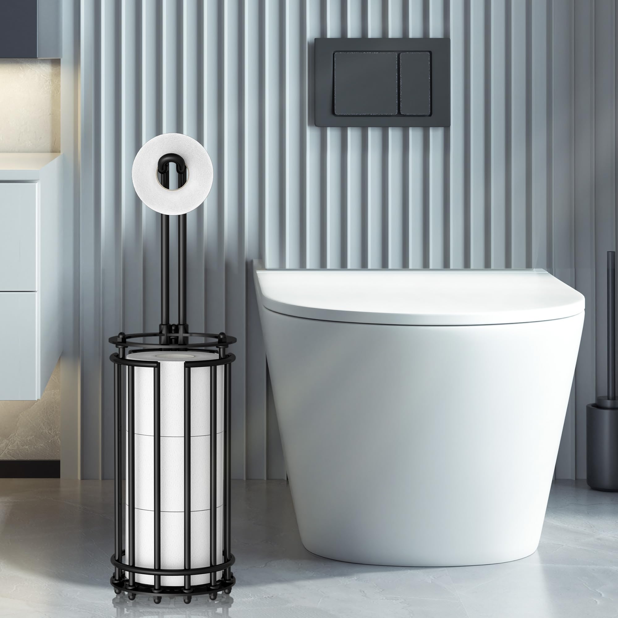 AFAjwsc Toilet Roll Holder Free Standing Black Toilet Paper Holder Stand - Image 3