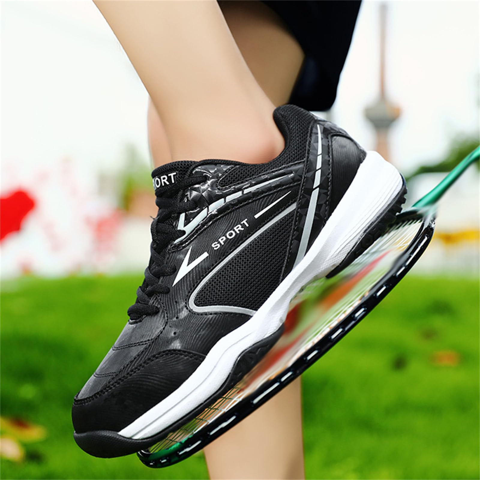 JiuQing Zapatillas de Pickleball Hombre Mujer Bádminton Tenis Squash Ligeras Cómodas Canchas Interiores Exteriores