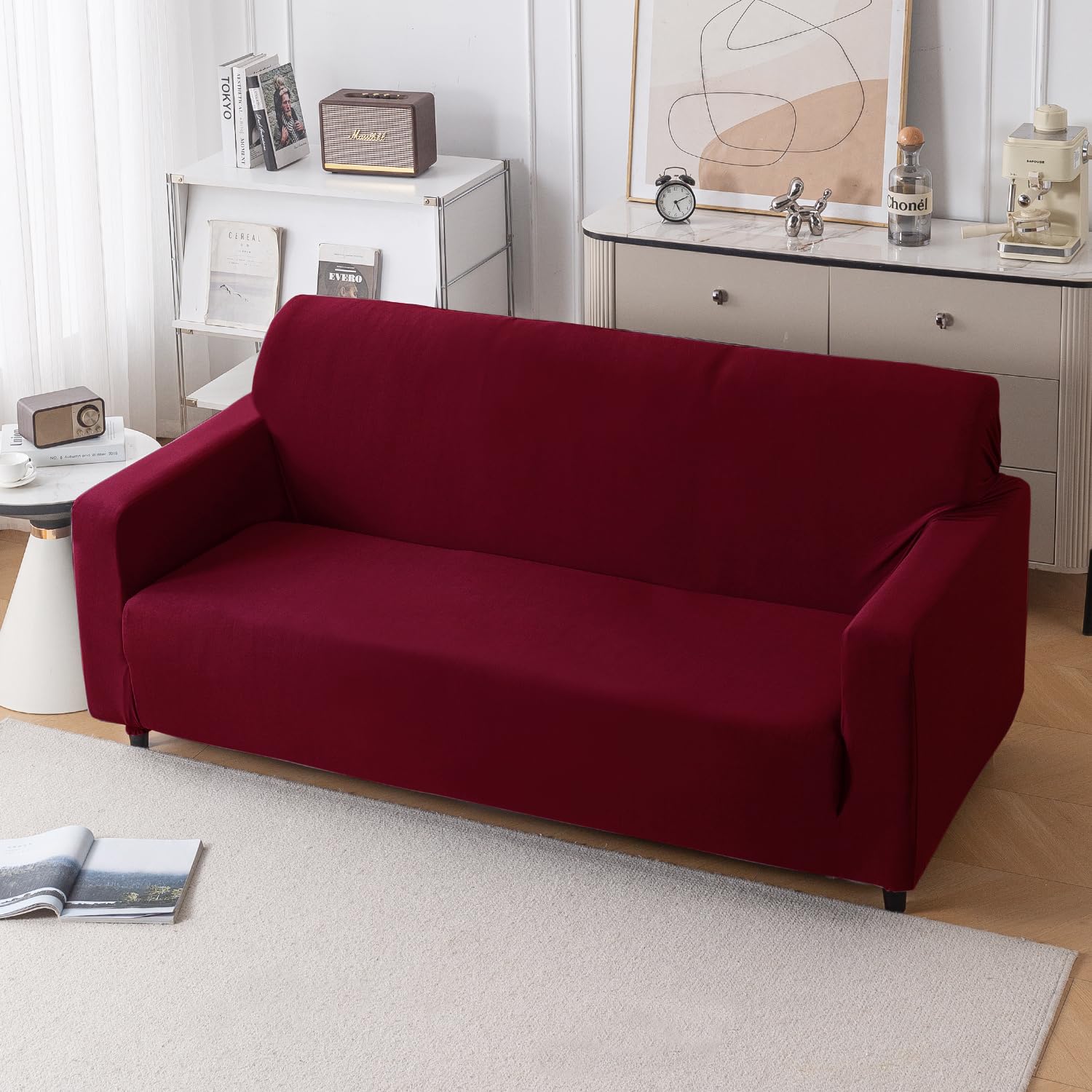 Navy Blue Sofa Cover - 3 Seater SereneSolids -21 Navy Blue Sofa Cover - 3 Seater SereneSolids -21