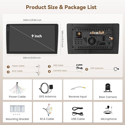 Miniatura 15 de Hikity Android 13 - Estéreo de coche doble DIN, radio de pantalla táctil ultrafina de 9 pulgadas con navegación GPS, receptor de radio FM Bluetooth