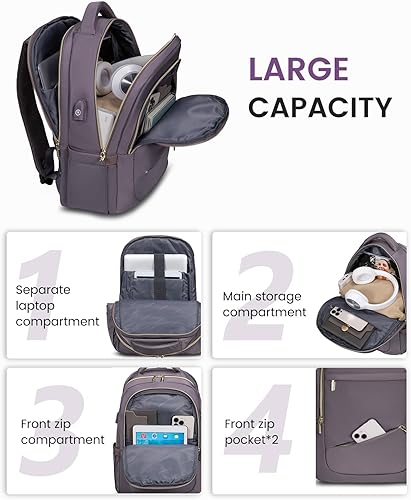 Miniatura 2 de LOVEVOOK Mochila para laptop para mujer, bolsa delgada para laptop de negocios con compartimento separado para computadora, elegante mochila para