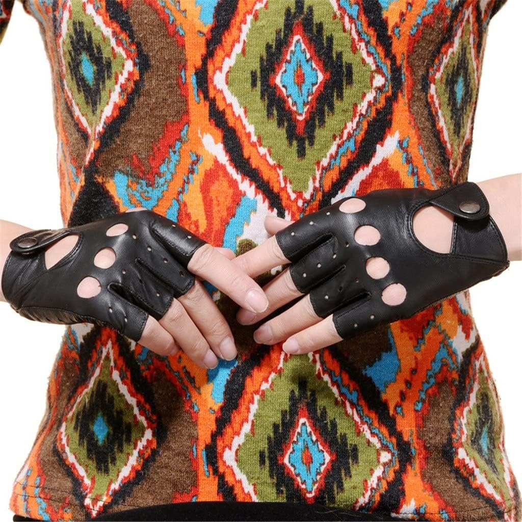 AAKKY レザーグローブ女性春と夏の半指輸入Lambskinハンドガード