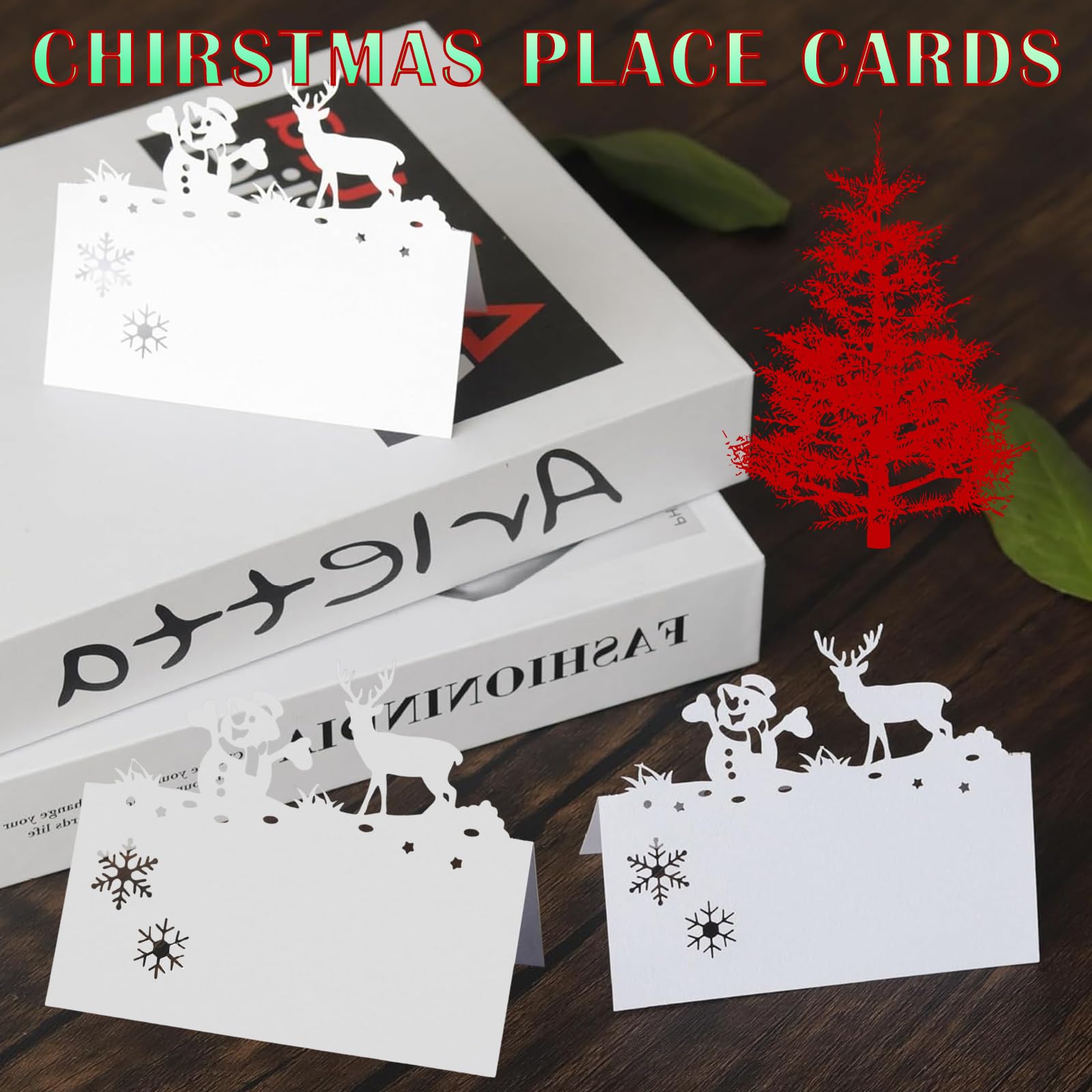 50 Pcs Christmas Place Cards, Place Cards, Christmas Place Cards for Table, Name Place Cards for Table Place Cards Table Name Cards Use for Christmas Party Table Place Name Cards Decoration - Image 3