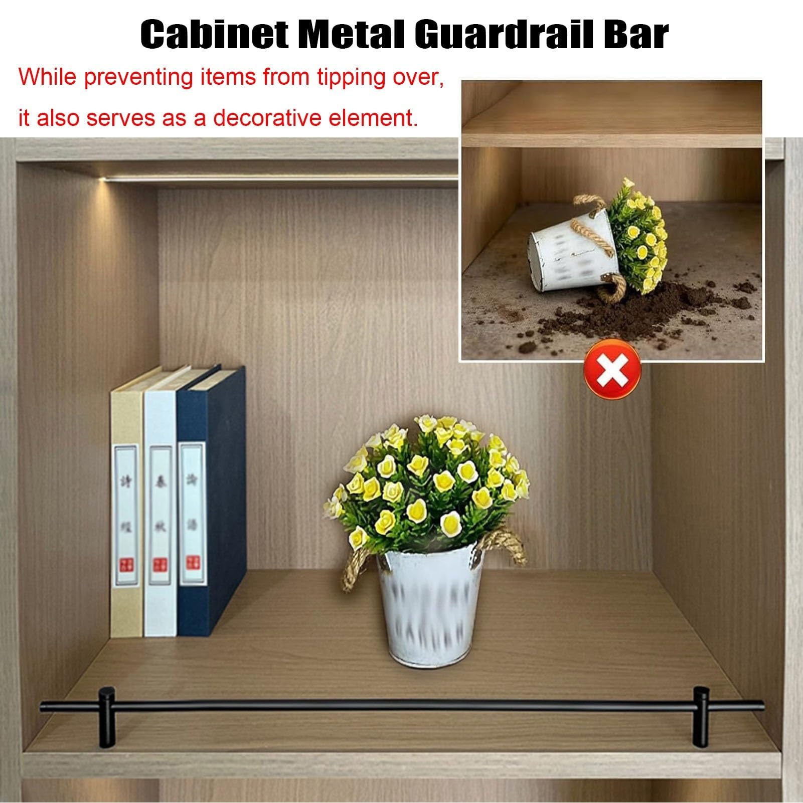 Generisch Goldene, Moderne Regalgeländer-Sets, 4er-Pack, 84 cm hohe dekorative Geländer für Weinschränke, Schuhregale, Badezimmer, verhindern Abstürze, höhenverstellbar von 41 bis 107 cm