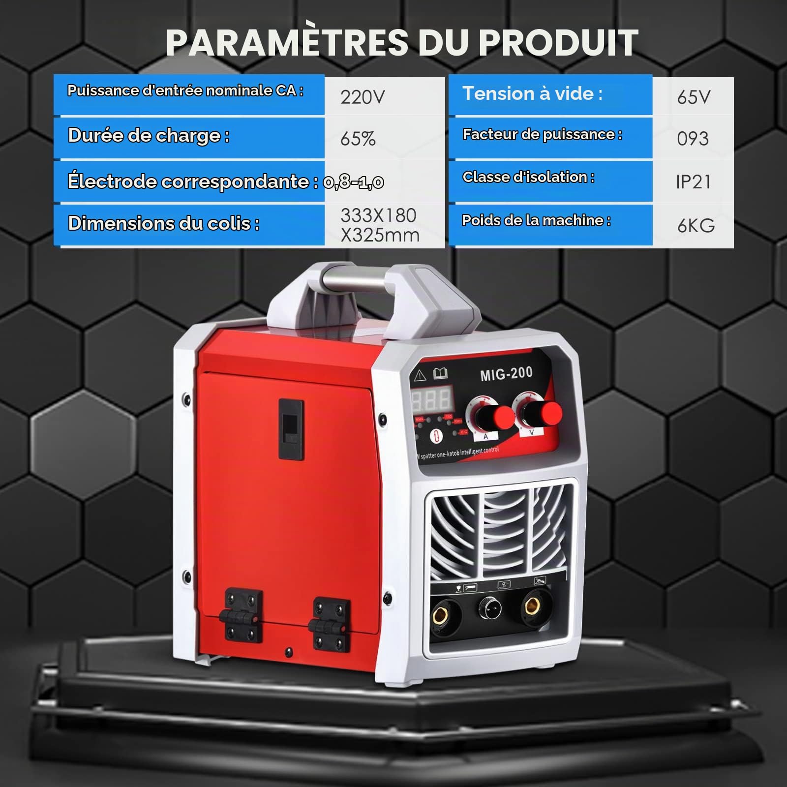 Aomdom Poste de soudage MIG/ARC/TIG 3 en 1, poste de soudage à onduleur IGBT 300A avec écran LCD, poste de soudage portable 220V pour usage professionnel et domestique