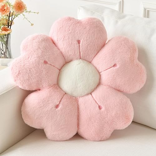 Ddliury Flower Pillow, Flower Shaped Pillow Decorative Throw Pillows for Bed Couch, Cute Daisy Pillow Dorm Decor Floor Seating Cushion (Pink, 15 Inches) - 15 Inches - Pink