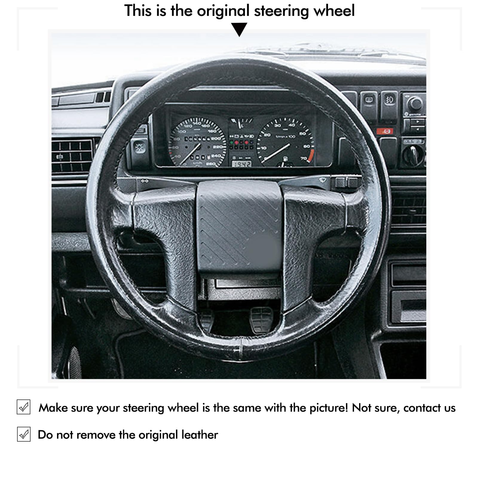 MEWANT Funda de Volante a Medida para Coser Volante con Costuras | volante con costuras / Volkswagen MK2 Golf II 2 GTI 1984-1999 / accesorios / volante MK2 Golf II 2 Transpirable Duradero