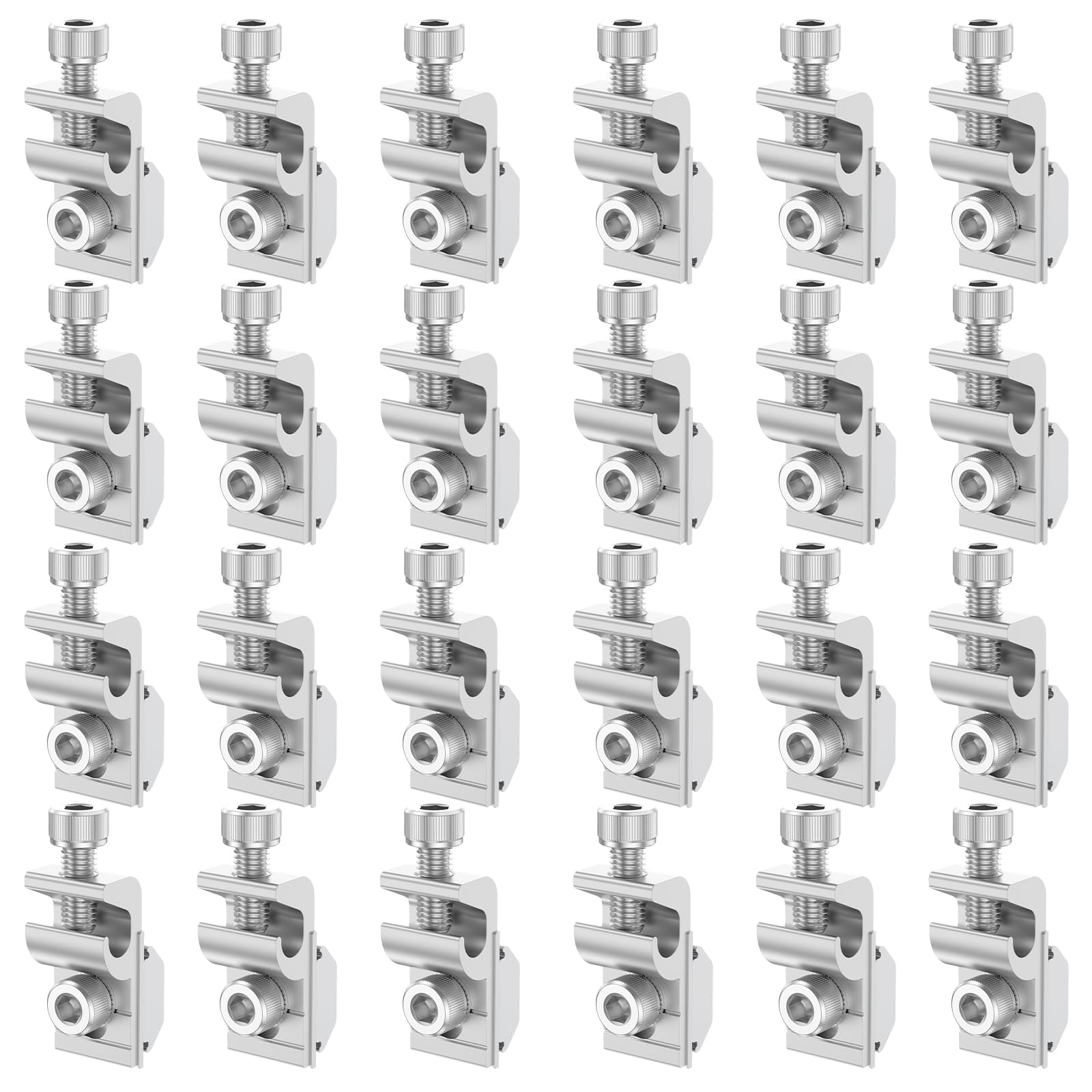 24Pcs Earth Clamp Reusable Solar Panel Grounding Clip Weather Resistant Solar Grounding Wire Clamp for PV Module Photovoltaic Support (24pcs)