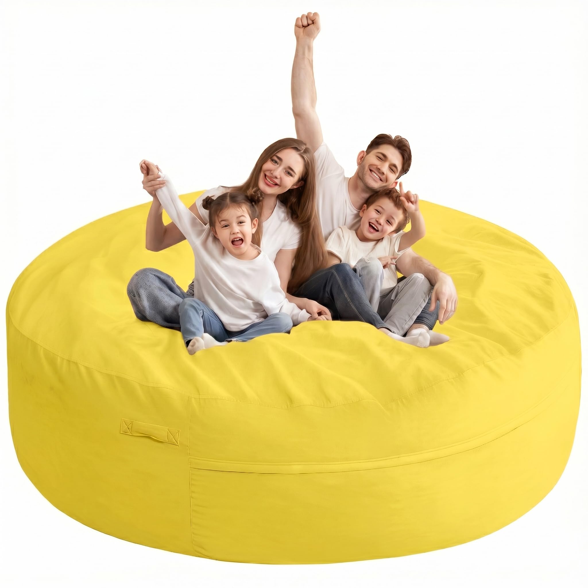 XX-Large Bean Bag Chair: Giant 7' Memory Foam Furniture Bean Bag Chairs for Adults with Microfiber Cover 7Ft (Mustard)