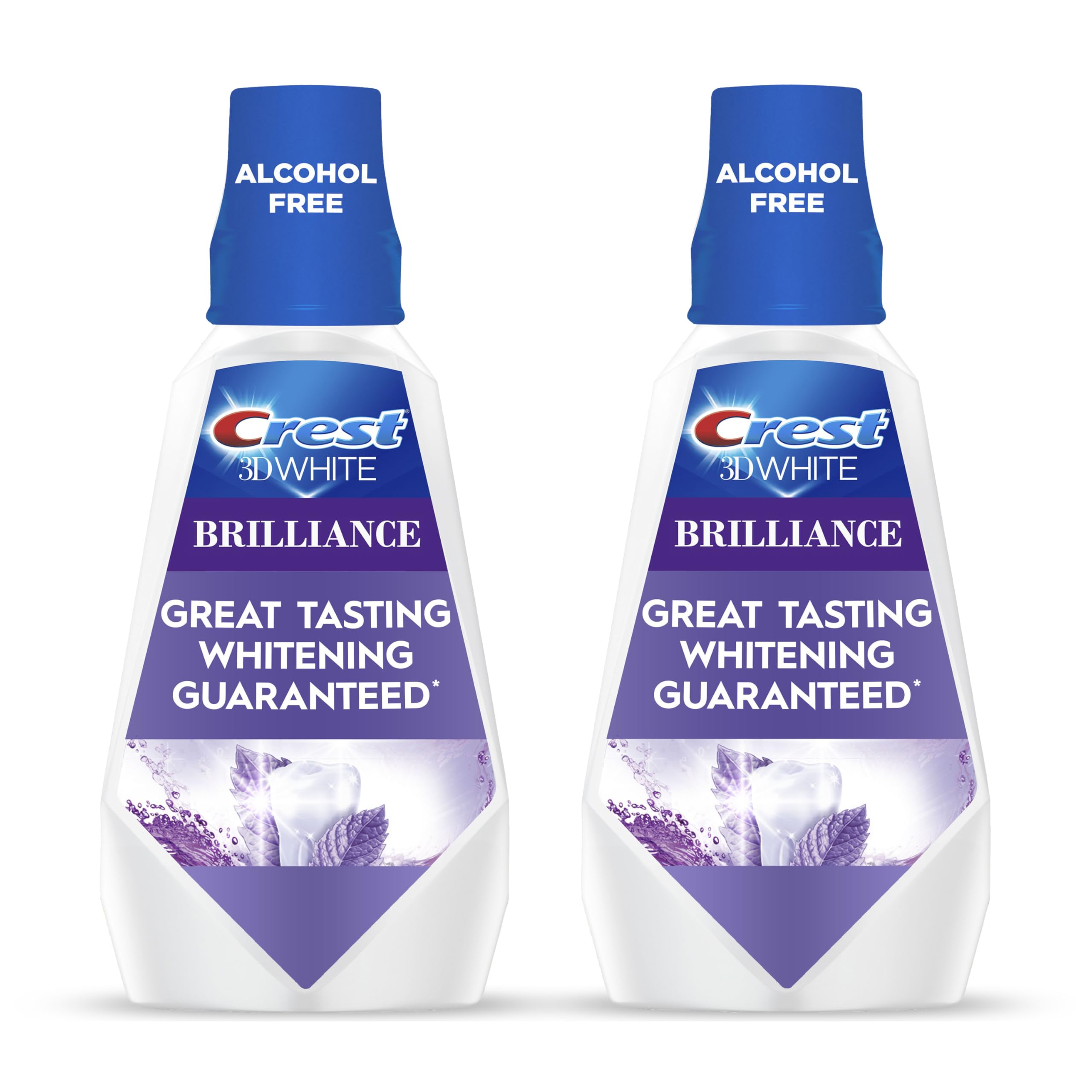 Crest Mouthwash Mouth Rinse 3D White Brilliance Whitening Alcohol Free Clean Mint 2x1L 33 8 fl oz