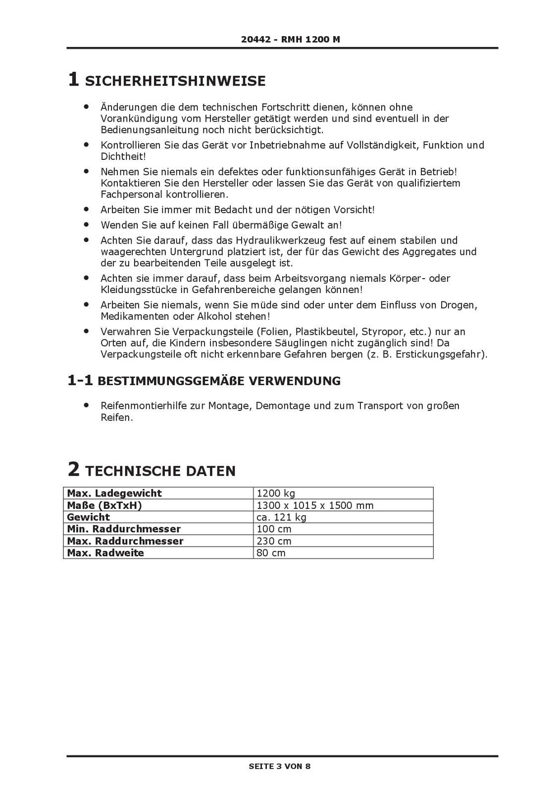 DEMA Reifenwechselhilfe 1200 kg, Reifenmontierhilfe, Radheber, hydraulisch, fahrbar, stabil für LKW, Traktor, Werkstatt