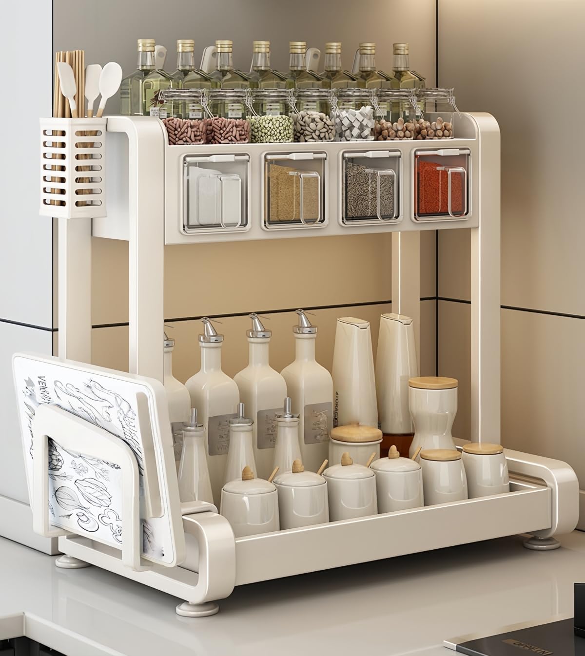 隠せる調味料ラック おしゃれ 調味料ラック 調味料 スパイス ボトル 省スペース コンロ横 シンク上 大容量 大型 キッチン収納 引 隠せる  引き出し式 調味料ラック 50cm 3段 大容量 スパイス 省スペース 白 隠せる 隠せる調味料ラック おしゃれ 調味料ラック 調味料 ... 調味料ラック スパイスラック キッチン 調味料棚 大容量 スパイスホルダー 収納 おしゃれ 置き 省スペース 炭素鋼製 フック付き