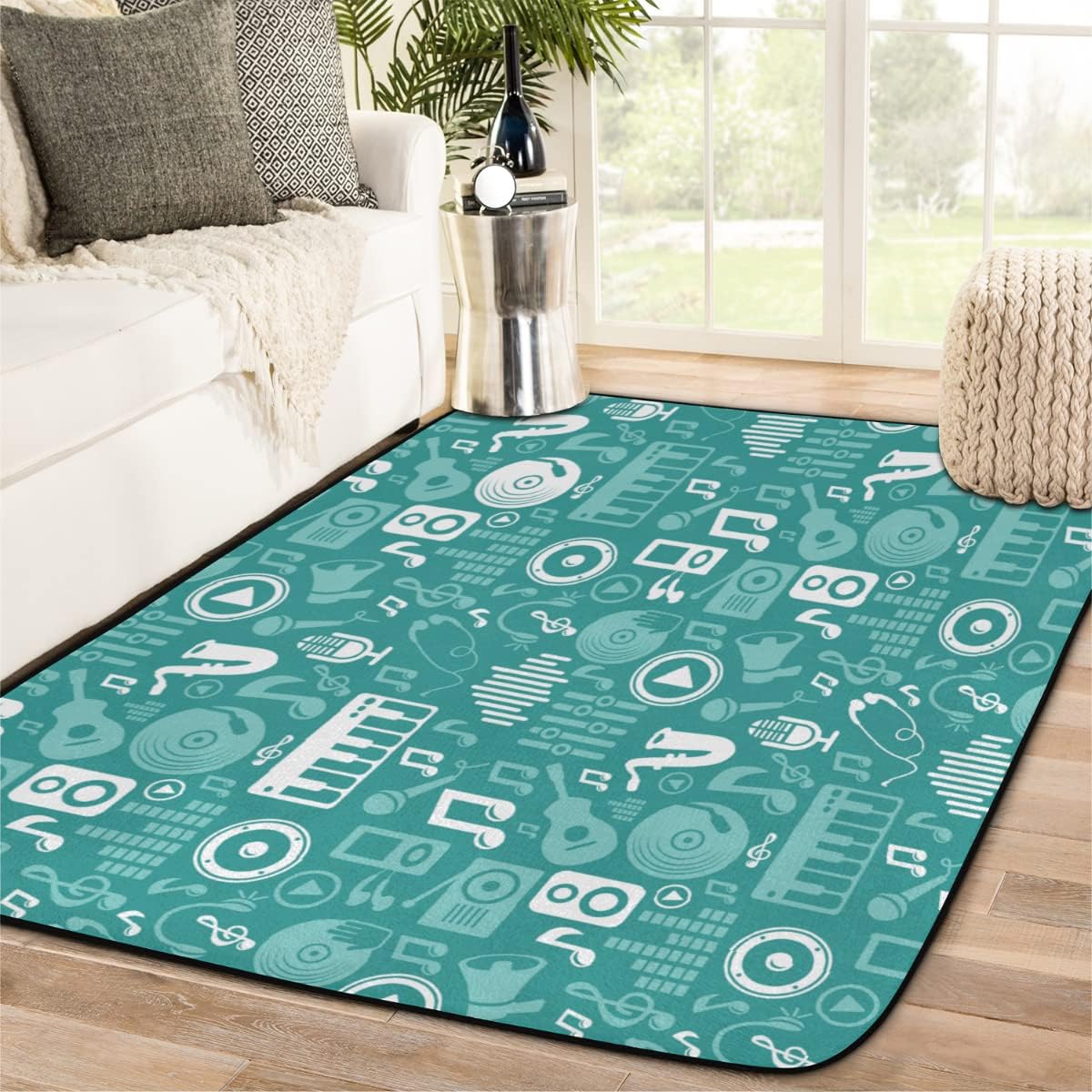 5 x 7 feet Cartoon Musical Instrument Set Super Soft Area Rug for Kids Baby Nursery, Nursery Decor Throw Rugs for Bedroom, Kids Room, Large Carpets for Bedroom
