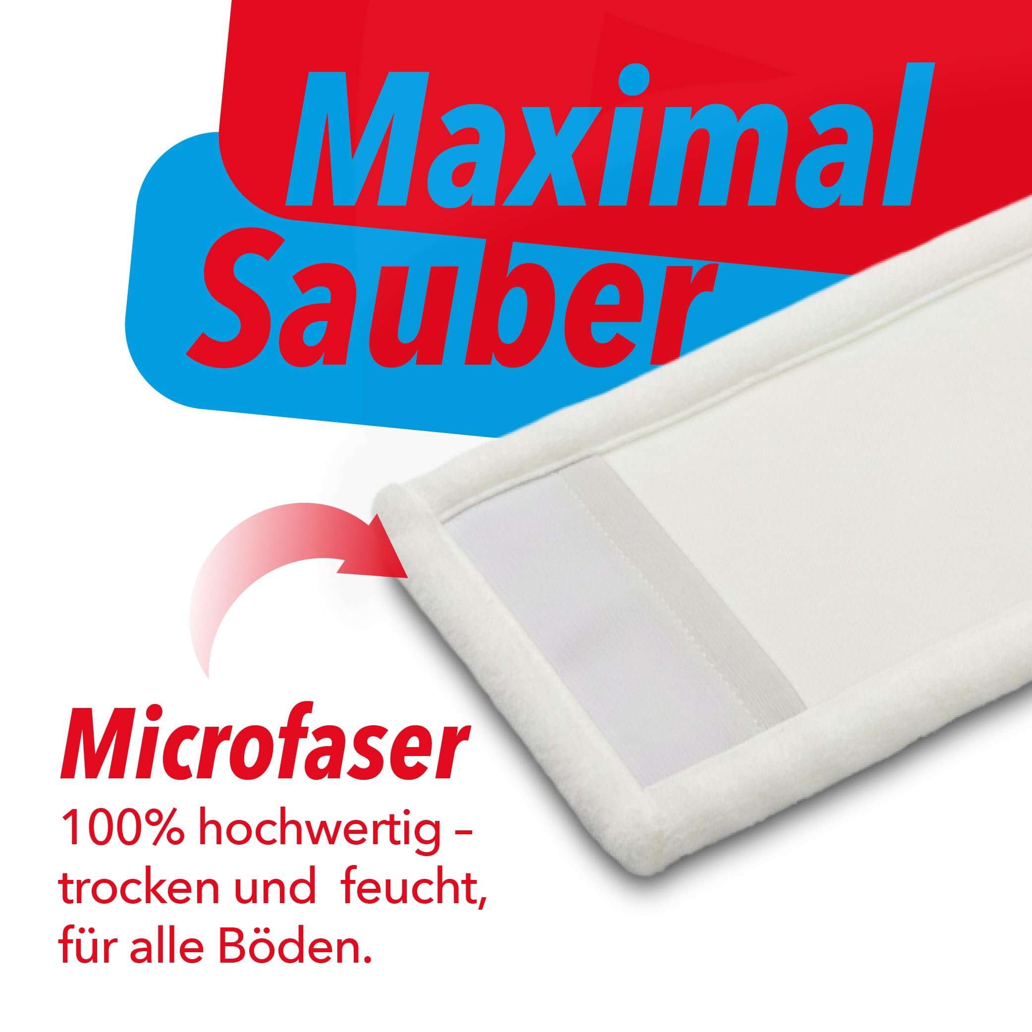 G.I.V. Bodenwischer Set Moppstange Aluminium mit Rändelhandgriff + Klapphalter mit Fußtaste & 5X Microfasermopp Bezug 50cm - Wischbezug Microfaser - Wischer Bodenreinigung - Wischmopp mit Stiel