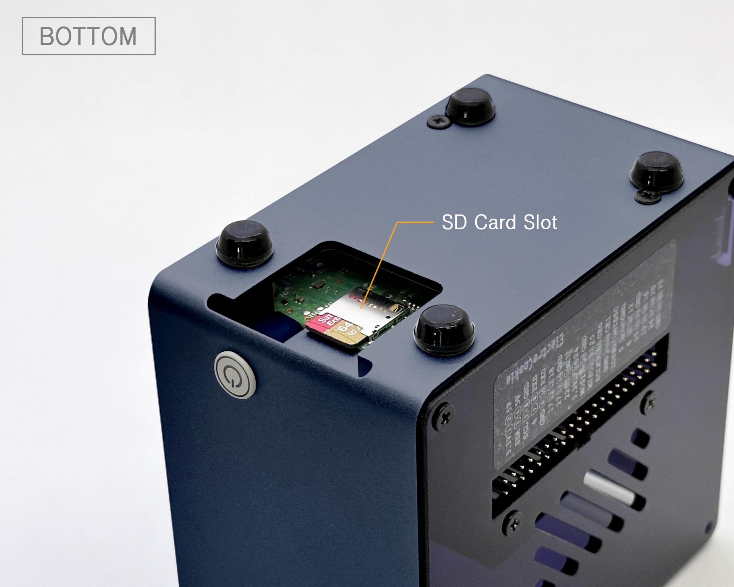 ElectroCookie Boîtier pour Raspberry Pi 5, mini tour en aluminium avec ventilateur de refroidissement et lumière ambiante changeante de couleur (bleu)