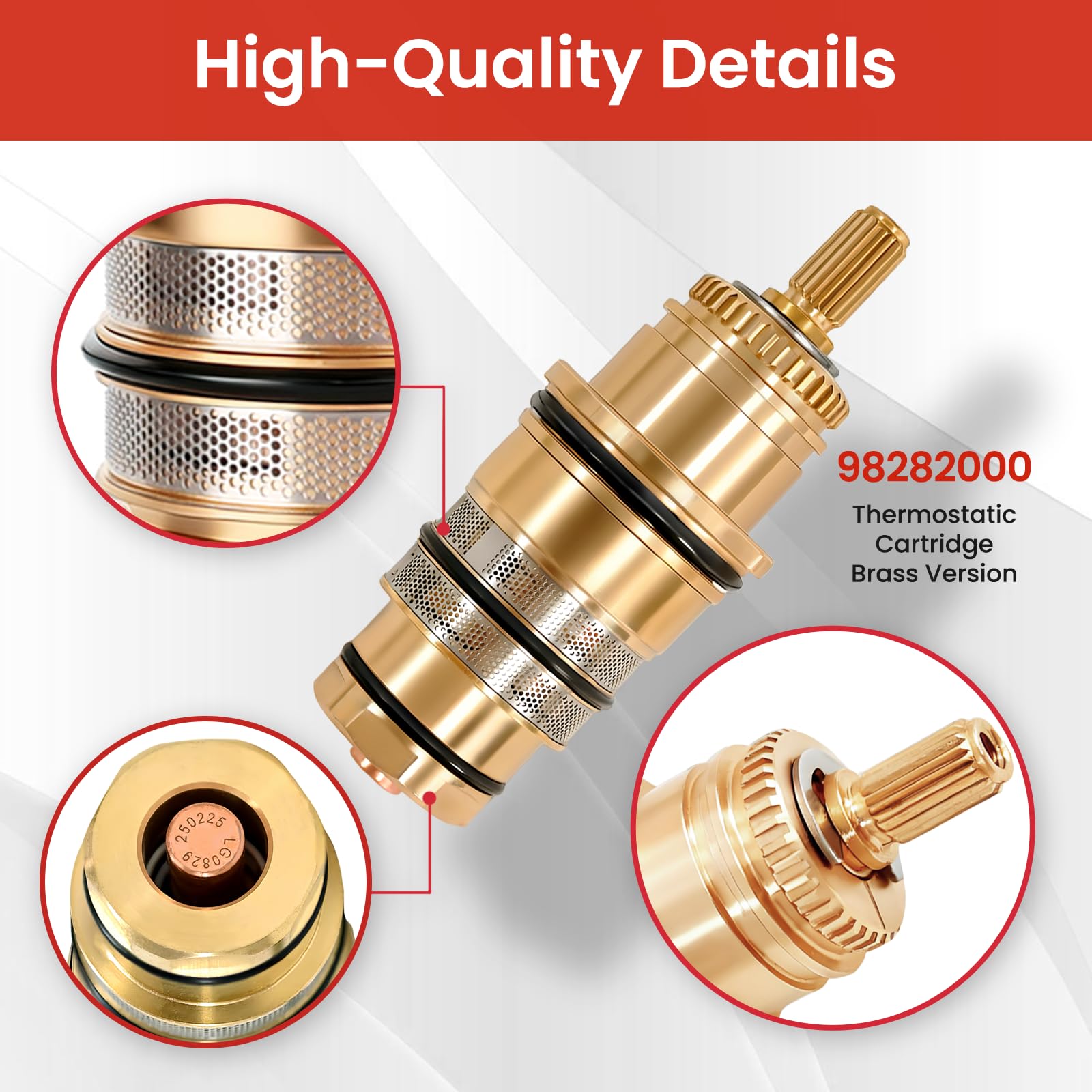 Cartucho termostático 98282000, compatible con Hansgrohe 98282000, se adapta al núcleo de válvula de ducha 98282 T30, control preciso de temperatura, actualización de latón duradero (reemplaza la