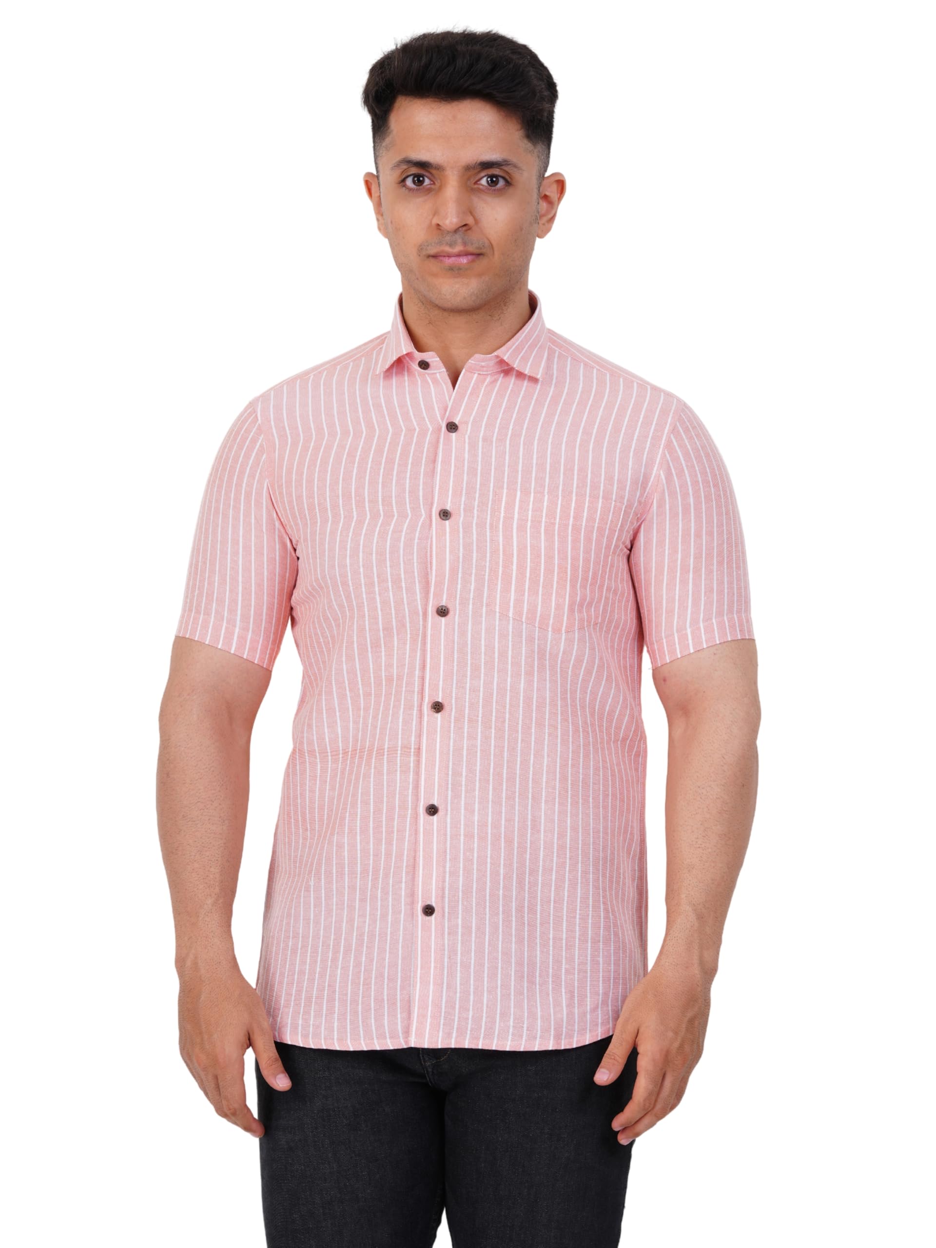 Camicia casual da uomo a righe in cotone vestibilità regolare