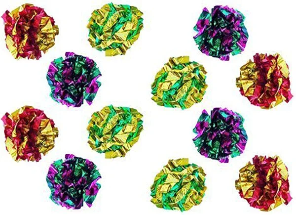PETFAVORITES Original Mylar Crinkle Balls Cat Toys - 12 Pack