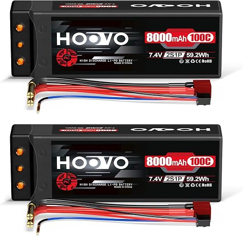 HOOVO 2S Lipo Battery 8000mAh 7.4V 100C RC Battery Hardca…