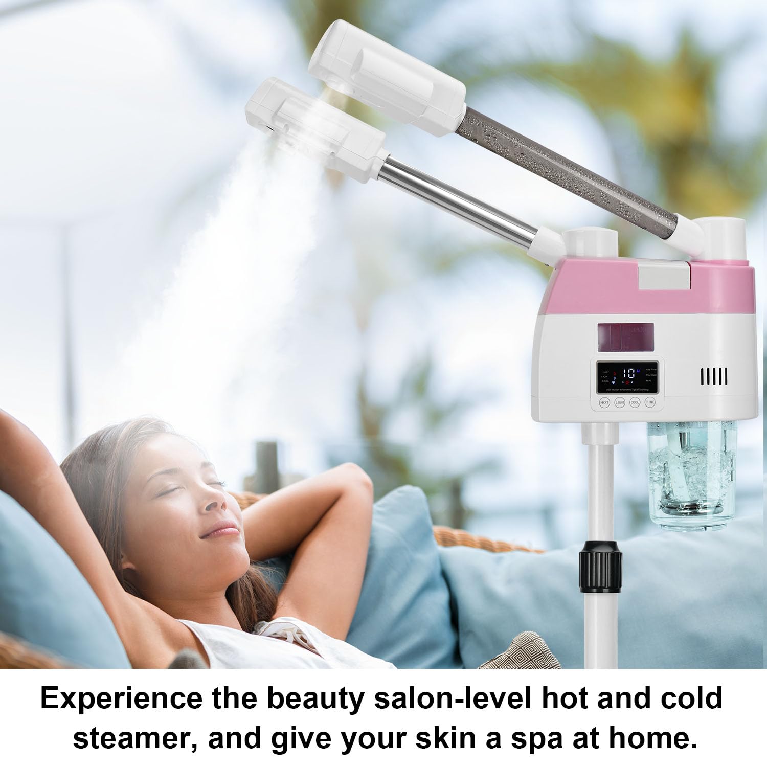 Professional Facial Steamer with Adjustable Height and Rotating Nozzle