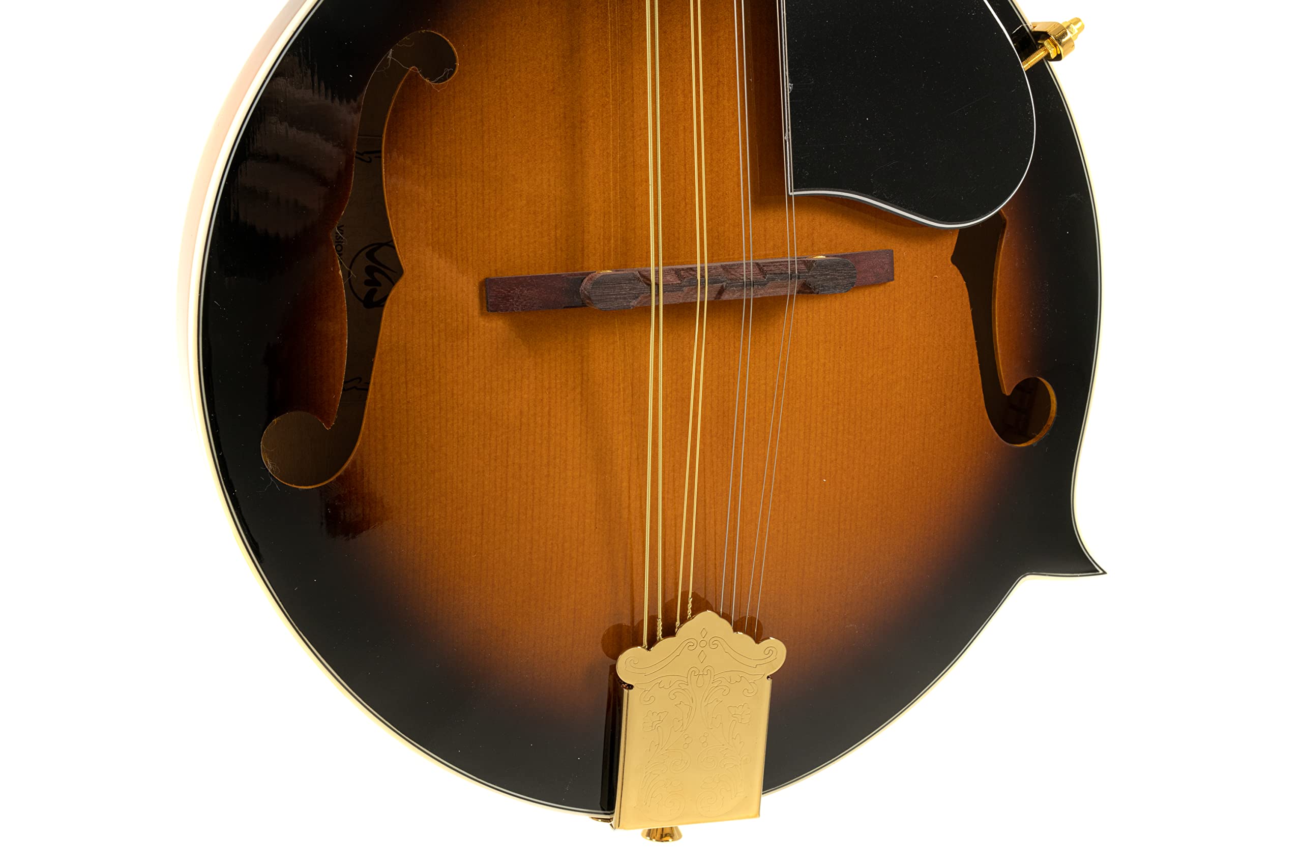 GEWA Mandolino F-1 Select - Tavola armonica in abete - Fondo/fasce in acero - Meccaniche dorate - Ponte regolabile in altezza - Incl. custodia Premium - Finitura lucida Vintage Sunburst
