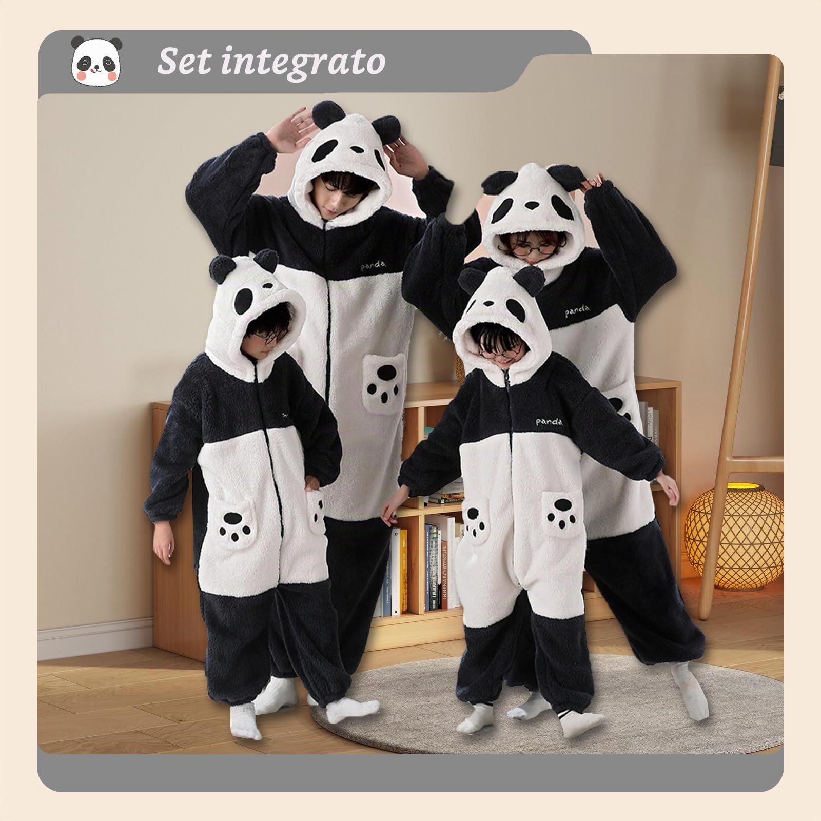 Pigiama Intero Donna,Pigiama Intero Animali,Pigiama Panda,Pigiama Intero Unisex Adulto Panda,Perfetto Come Costume di Carnevale O Pigiama Natalizio per La Famiglia