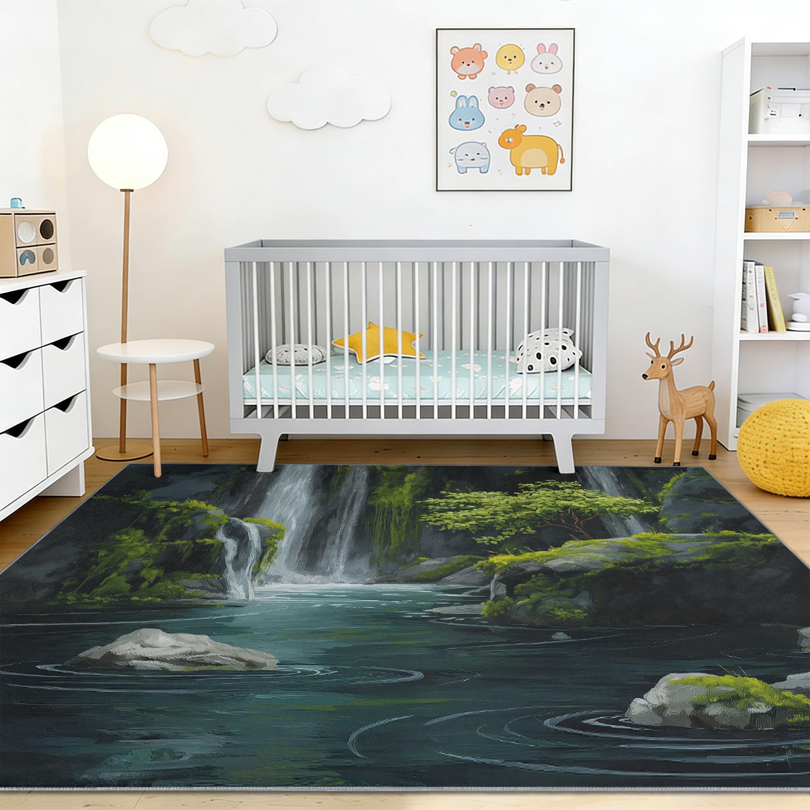 Moderne Paysage Tapis Salon 60x120 cm Lavable en Machine Multicolore