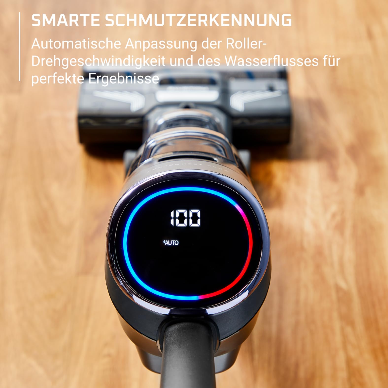 Rowenta X-Clean 4 kabelloser Nass-und Trockenstaubsauger, Selbstreinigungsfunktion, 50min Laufzeit, automatische Schmutzerkennung, Nasssauger mit smartem LED Display, für alle Hartböden, grau GZ5036WO