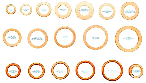 Miniatura 9 de Dsnaduo 320 juntas de tapón de drenaje de aceite maestro de 24 tamaños, kits surtidos de arandelas reemplazan 11026-01M02, 097-119, 097-139,
