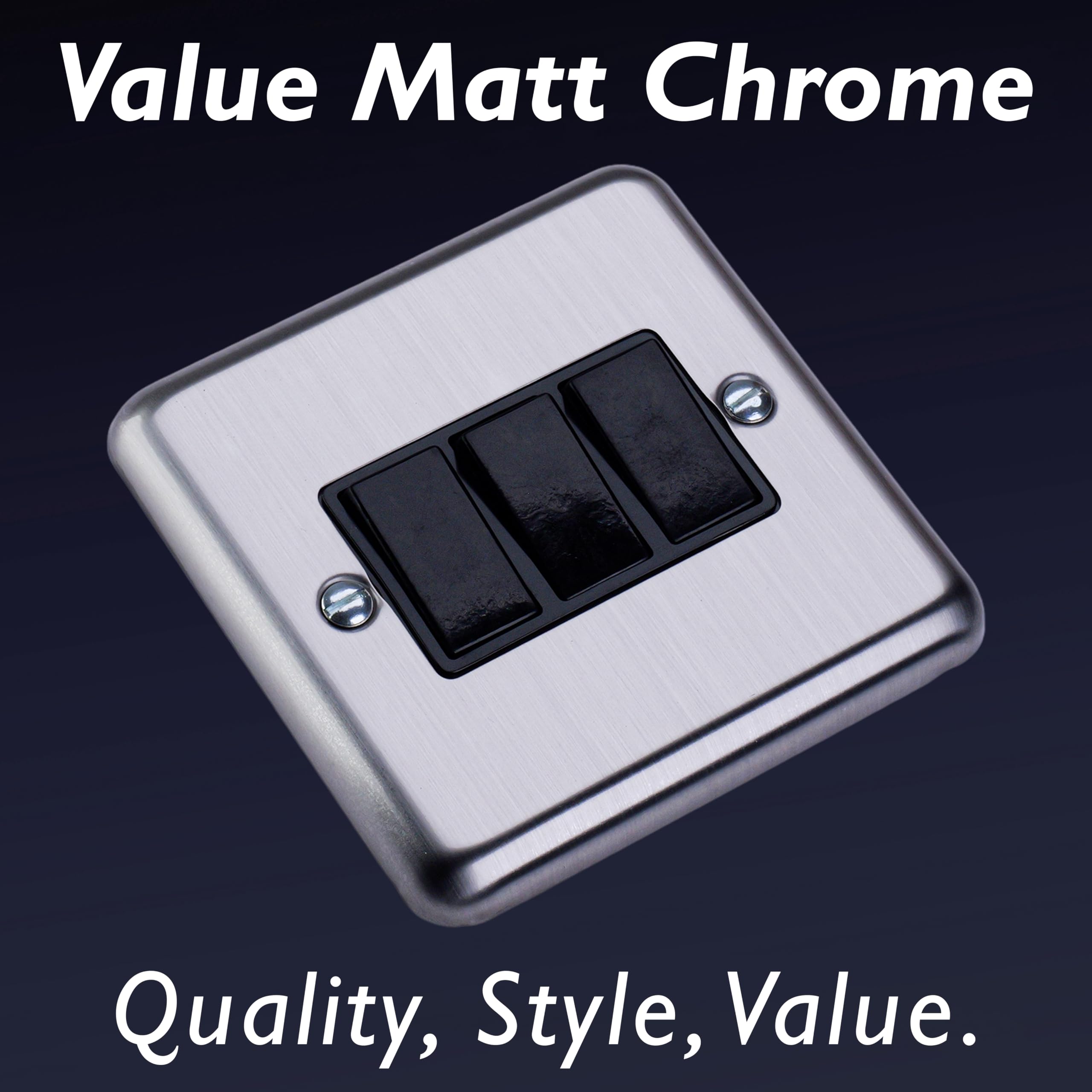 Varilight - 3G 1 or 2W 10A Switch Matt Chrome - XS3B, 86x86x25mm - Image 3