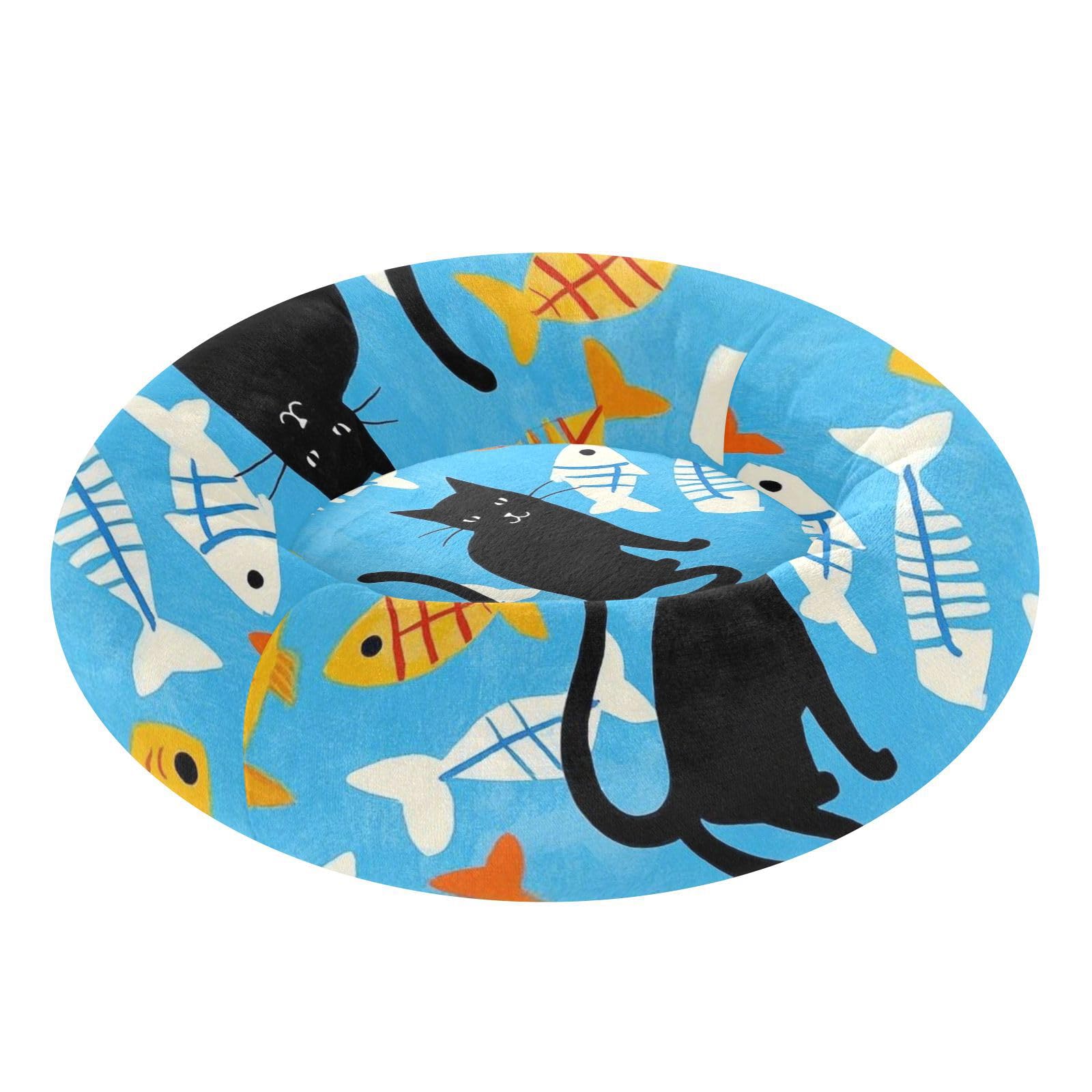 Tapis orthopédique pour chien bleu taille XS lit lavable antidérapant motif os de poisson