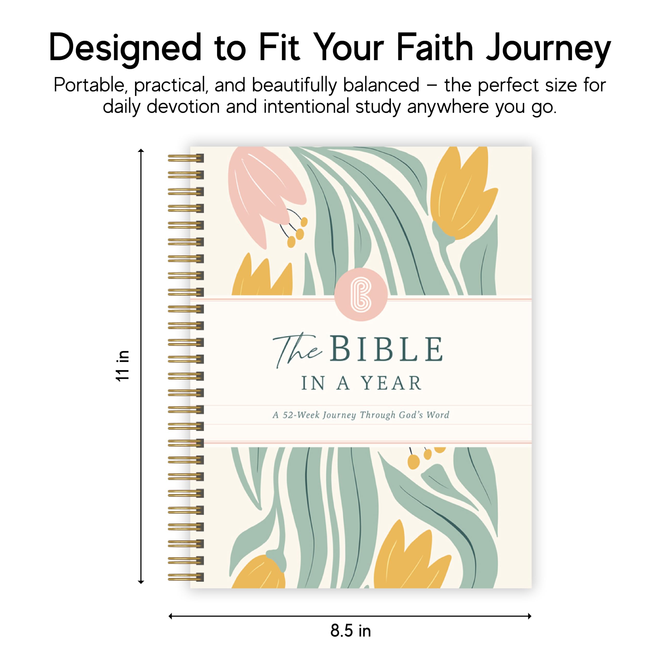 Official Spiral Bible™ Bible in a Year Essentials Bundle de tapa dura | Plan de lectura guiado de 365 días con guía de estudio, resaltadores pastel, bolígrafos y notas adhesivas transparentes para