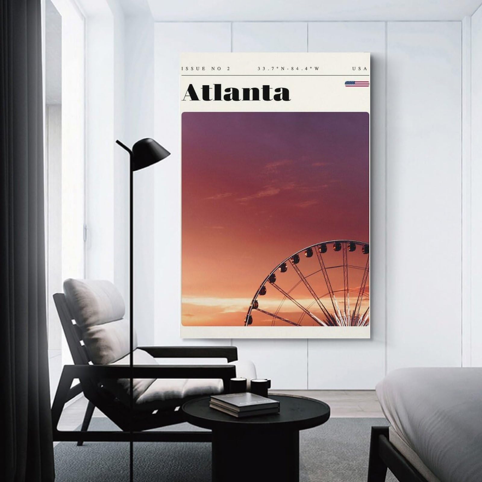 Junmoney Atlanta Georgia Travel Art Canvas Wall Art, 20x30inch(50x75cm), for Entrance Walls, Hall Decor Or Foyers, Wall Decor to Refresh Empty Corners