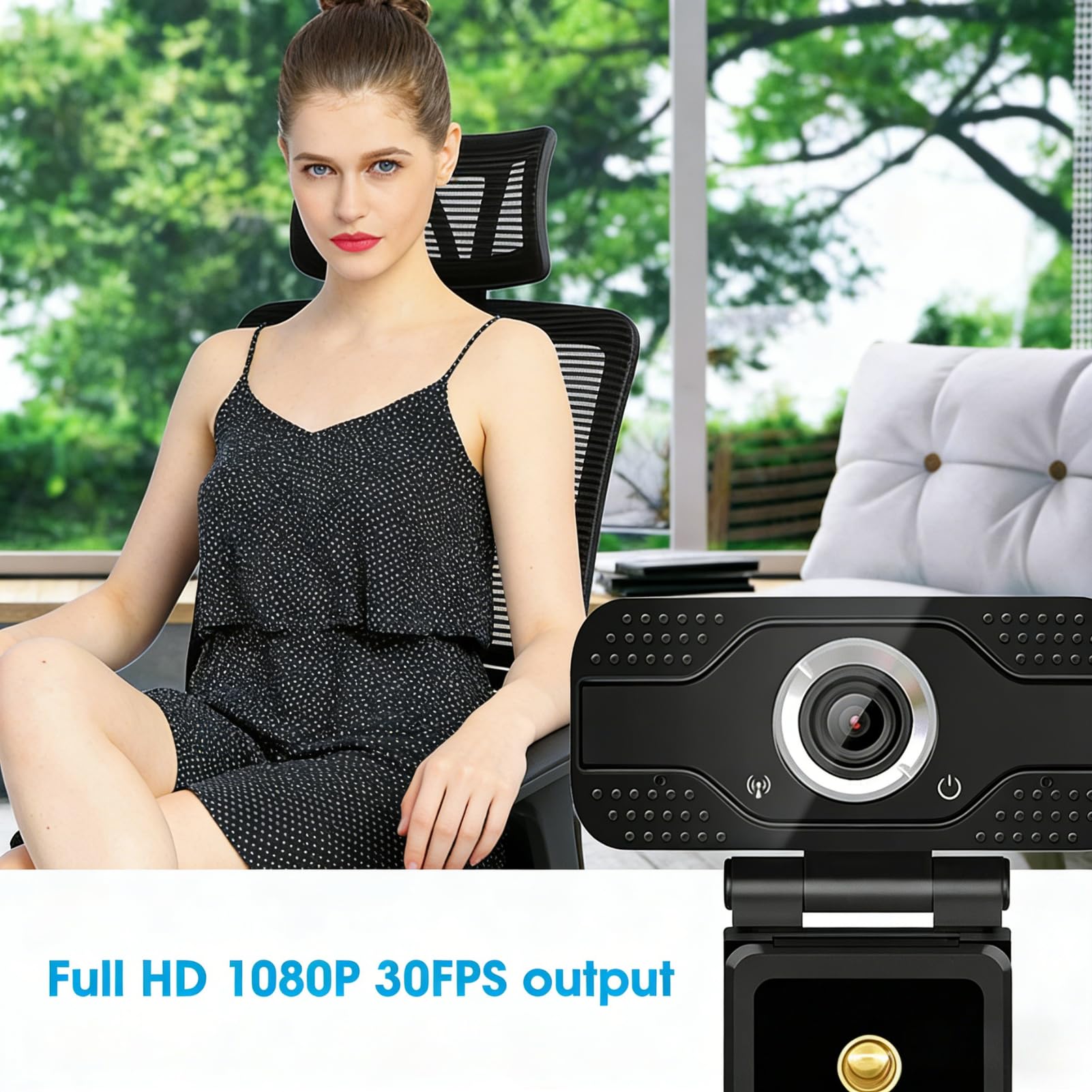 Kamera internetowa USB 1080P z mikrofonem Full HD 1080P 30FPS Plug and Play kamera internetowa do zajęć online, wideokonferencji, czarne tworzywo ABS