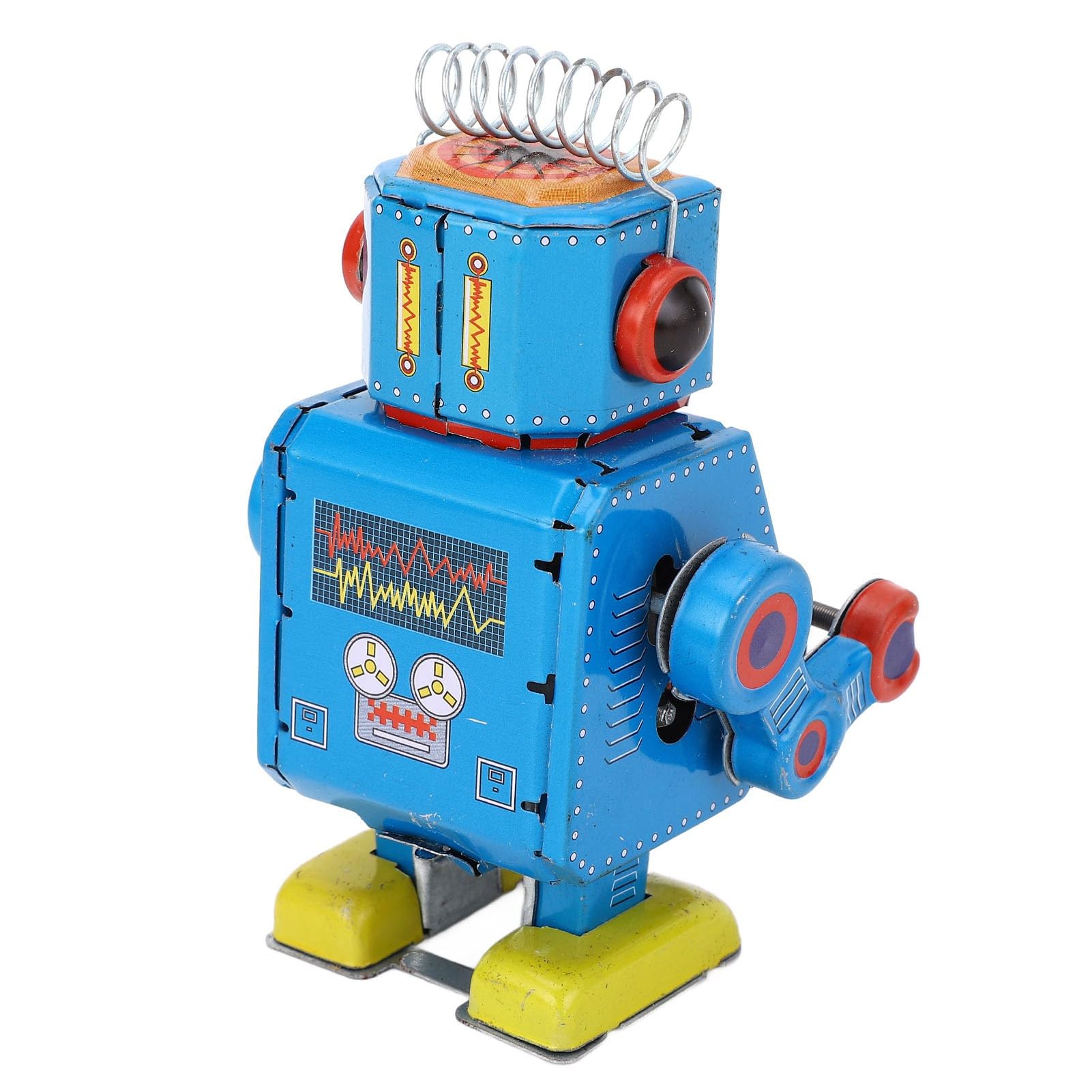 Vintage Metalowy Robot Bębniący z Cyny, Nakręcany Vintage Robot Blaszana Zabawka, Kreatywna Wiosna Mechaniczna Robot Bębniący do Kolekcji, Boże Narodzenie, Impreza,