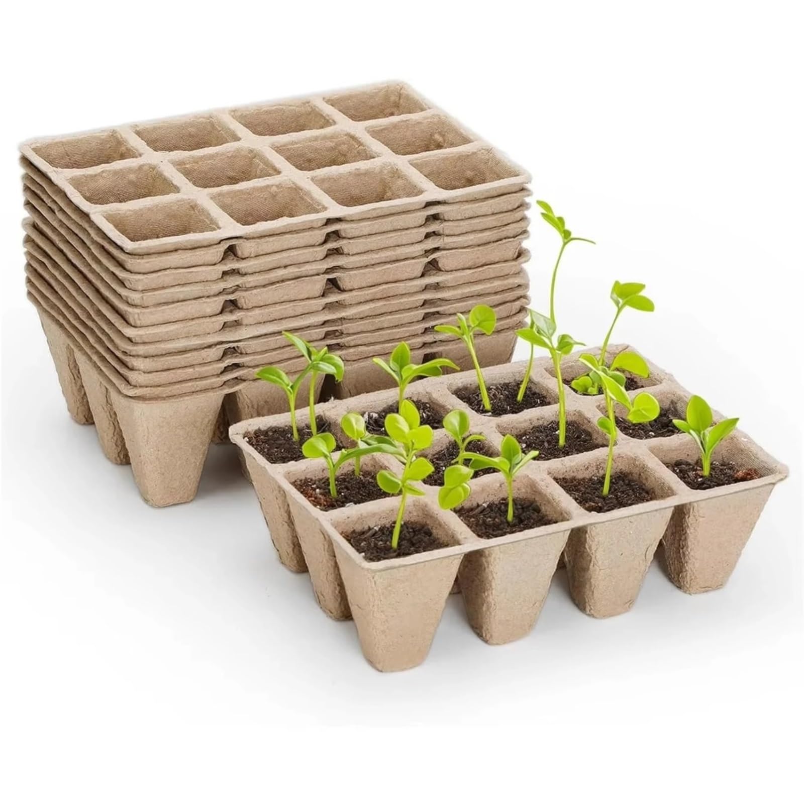 Anzuchtschale 10/12Grids Zell-Kindertöpfe for Sämling-Starter-Tablett, biologisch abbaubarer Zellstoffbecher, Gartenpflanzen-Keimungswerkzeug für Pflanzen(20Pcs 10 Holes)