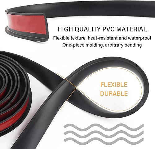 Miniatura 5 de 20 pies x 1.5 pulgadas, borde de arco de rueda anticolisión, protector de cejas de goma para llanta, guardabarros universales para automóvil,