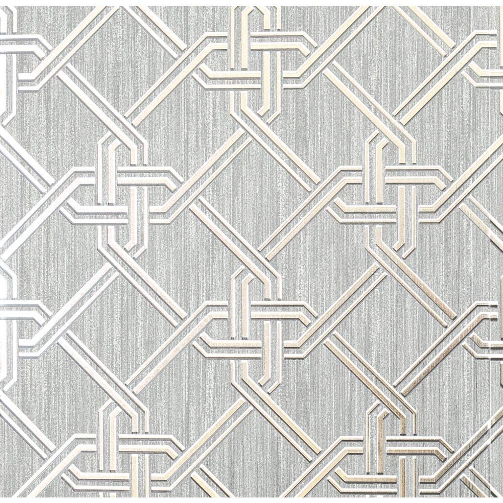 Arthouse-Geo 903105 Silver Arthouse Gianni Metallic Foil Geo Twist Knot Pattern Textured Lined Wallpaper 903105