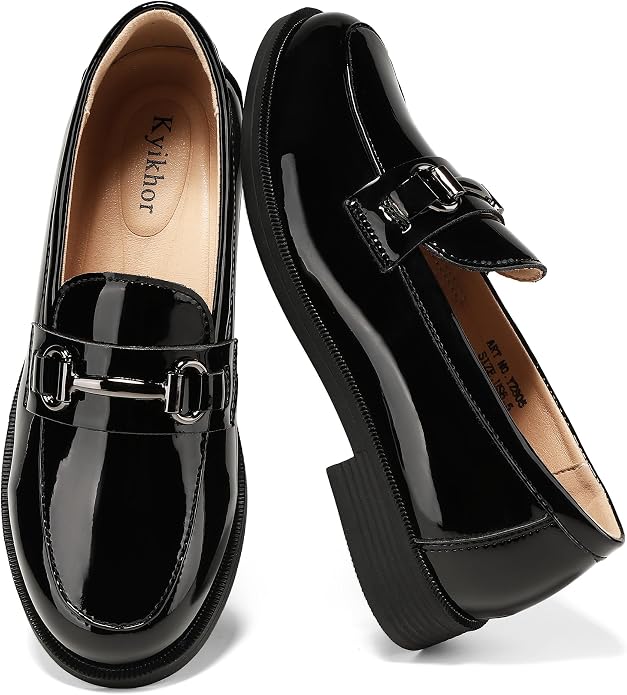 Women's leather loafers with rubber sole
