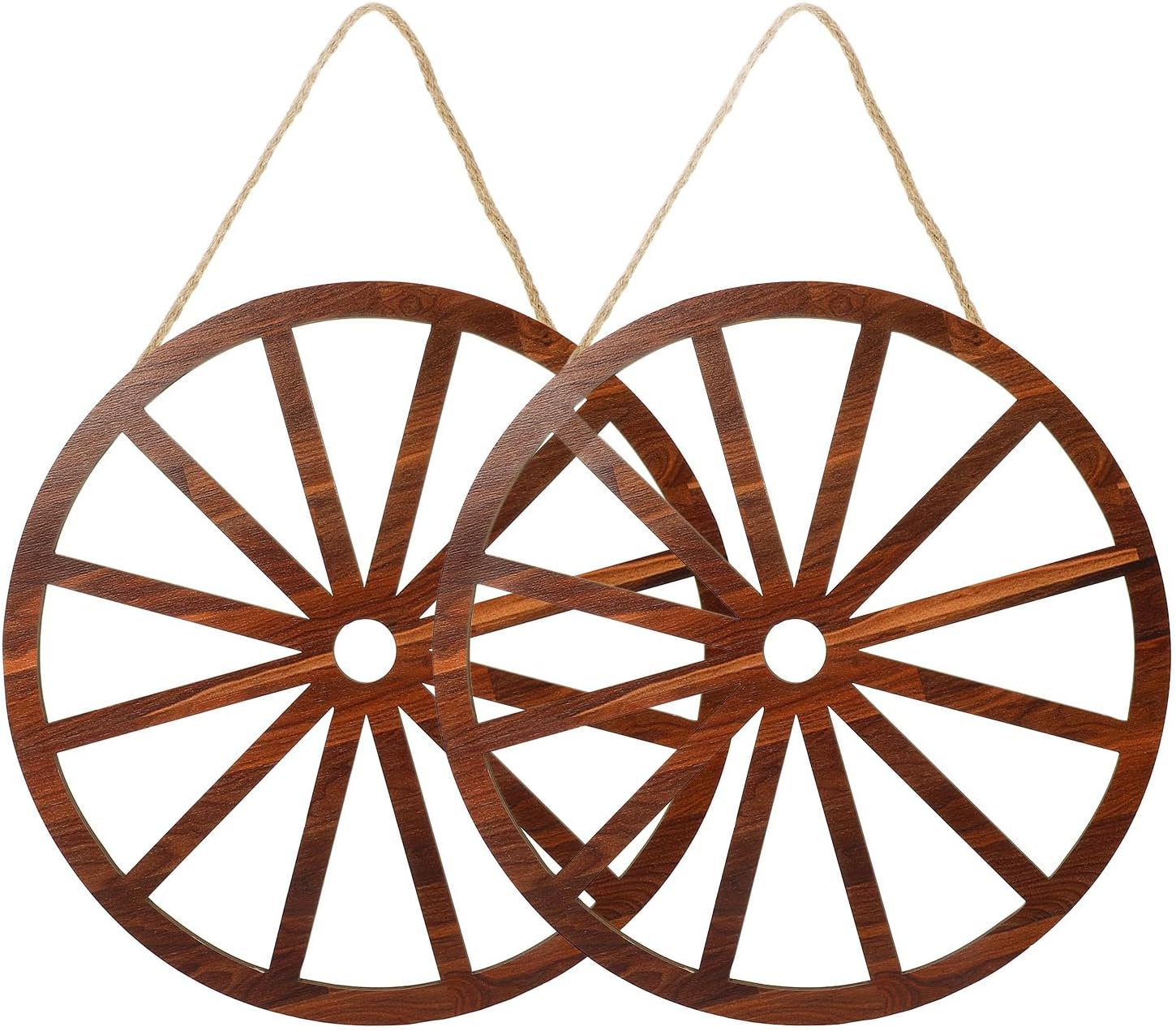 HOMSFOU 2 piezas de decoración de pared de madera vintage rústica rueda de madera arte de pared para el hogar, jardín, bar, garaje, adorno