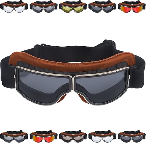 Miniatura 1 de Peicees Gafas Vintage para Motocicleta Gafas de Aviador Gafas de Casco de Piloto Gafas de Equitación Motocross Bicicleta de Montaña Scooter ATV