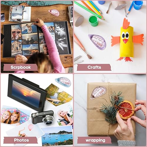 Miniatura 4 de Secopad Cinta para álbum de recortes, paquete de 4 rodillos de cinta de doble cara para manualidades, cinta adhesiva de cinta adhesiva para álbumes