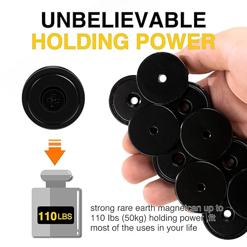 Miniatura 4 de DIYMAG 4 imanes de neodimio de 110 libras y 1.26 pulgadas, imanes fuertes de tierras raras con agujero avellanado resistente y tornillos de acero